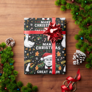 Papier Cadeau Drôle de Faisan Make Christmas Great Again Mème 