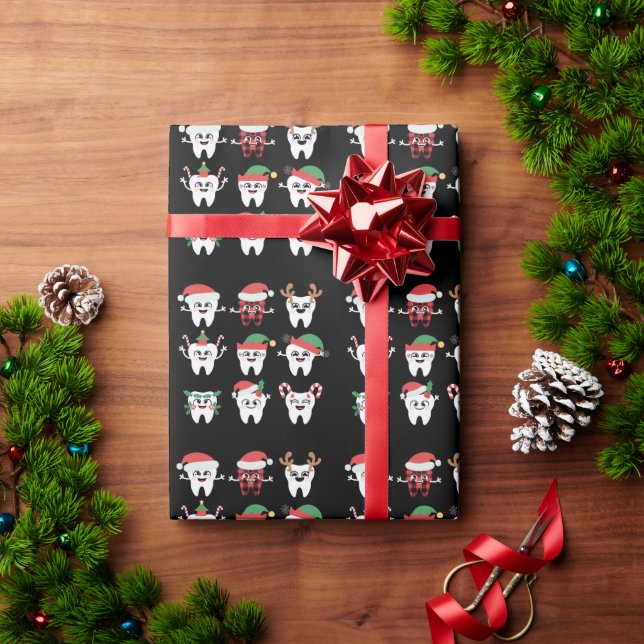 Papier Cadeau Drôle Dental Noël Dents mignon Noël Dentiste (Cadeau de vacances)