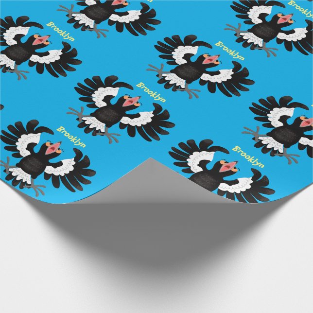 Papier Cadeau Drôle dessin animé de Magpie australienne (Coin)
