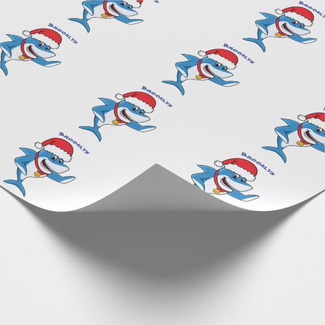 Papier Cadeau Drôle dessin animé de requin de Noël (Coin)