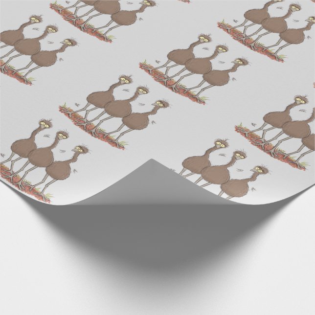 Papier Cadeau Drôle dessin animé du trio australien emu (Coin)