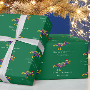 Papier Cadeau Drôle Dinosaure Joyeux Noël Personnalisé