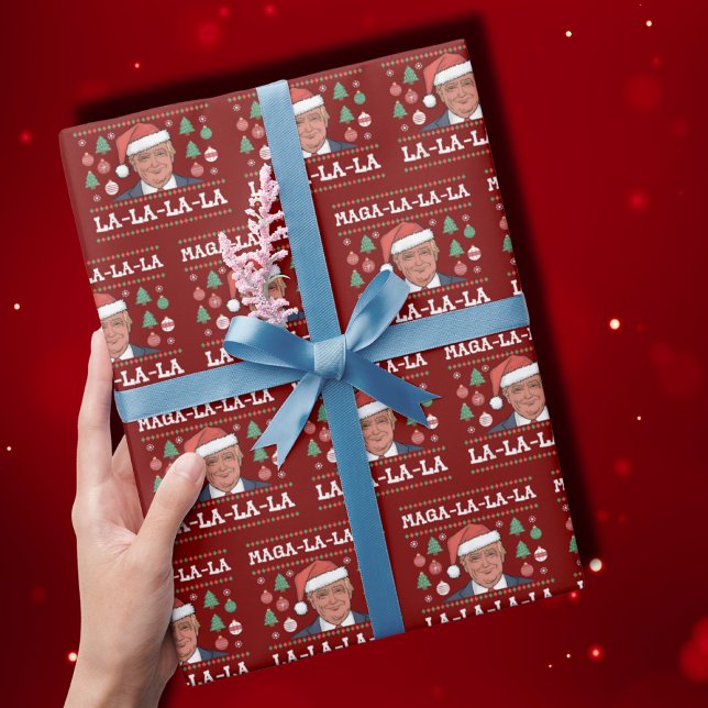 Papier Cadeau Drôle Donald Trump Maga La La La Ugly Christmas (Créateur téléchargé)