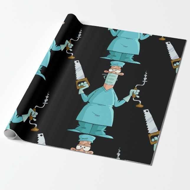 Papier Cadeau Drôle Drôle Chirurgien Cartoon Hilarious Humour Mé (Déroulé)