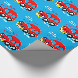 Papier Cadeau Drôle Enfants Cartoon Thème de voiture Personnal