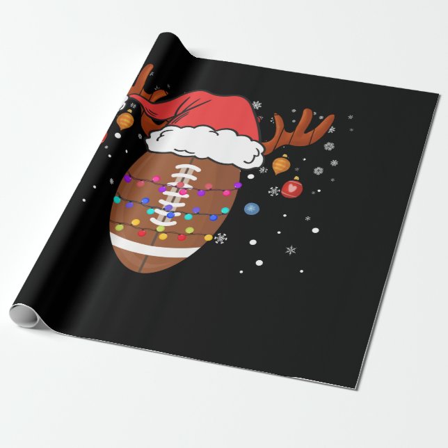 Papier Cadeau Drôle Football Reindeer Santa Hat Noël (Déroulé)