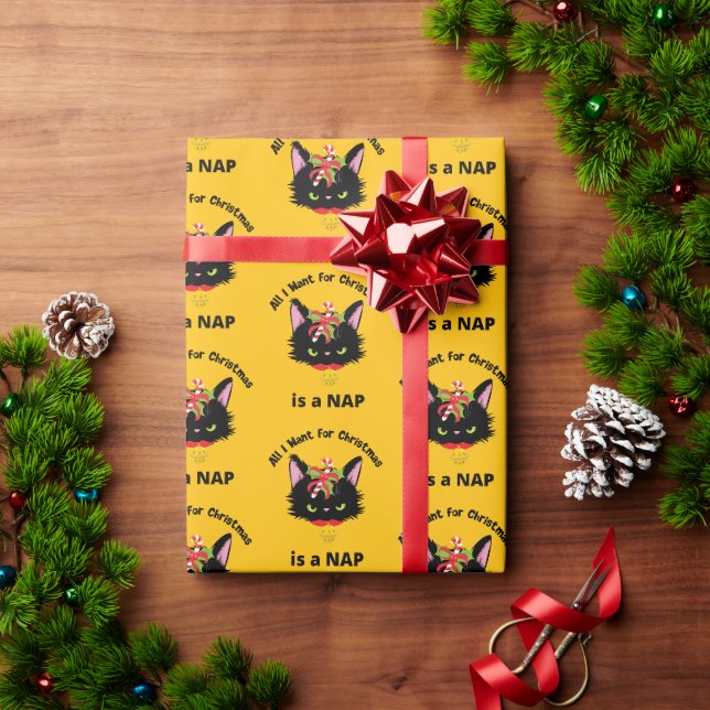 Papier Cadeau Drôle Grumpy Christmas Chat (Cadeau de vacances)