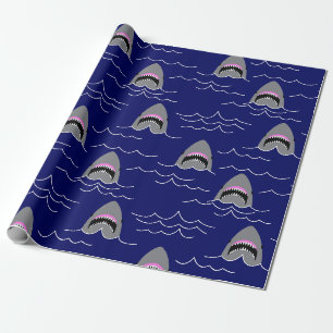 Papier Cadeau Drôle Jaws Cartoon Sharks Patterned