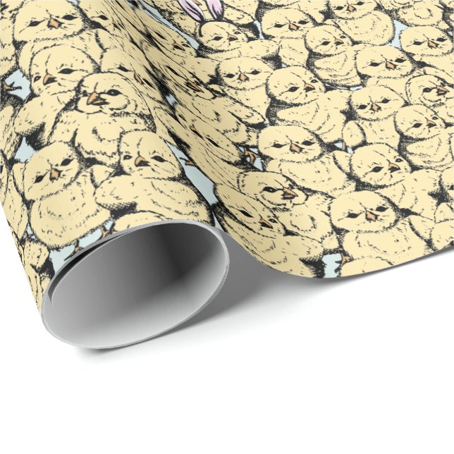 Papier Cadeau Drôle lapin de poussins Oreilles un dans un millio (Coin rond)