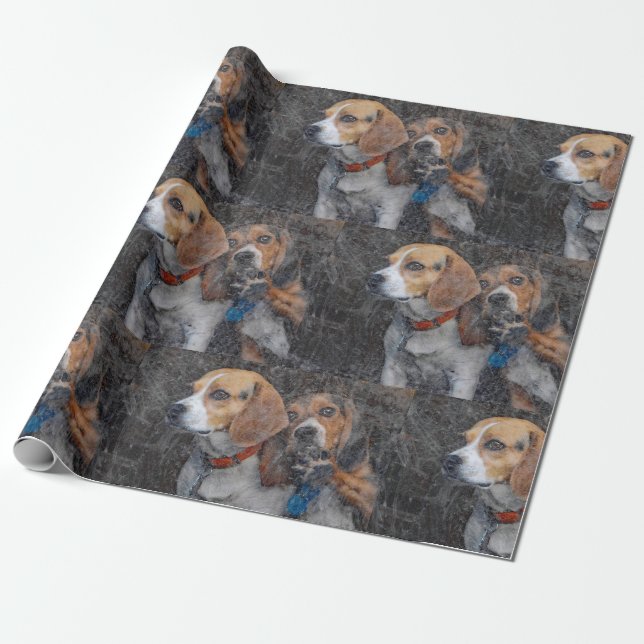 Papier Cadeau Drôle le beagle sale de porte de tempête (Déroulé)