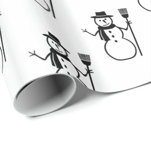 Papier Cadeau Drôle mignon noir et blanc Motif Snowman