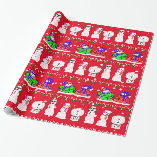 Papier Cadeau Drôle Mignonne Snowmen de Noël