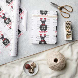 Papier Cadeau Drôle Mugshot Coupable Aimer Chien Saint Valentin