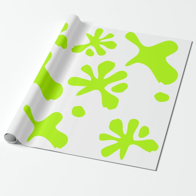 Papier Cadeau Drôle néon vert crème de peinture splash amusant a (Déroulé)
