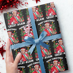 Papier Cadeau Drôle Père Noël Trump   Rendre Noël super