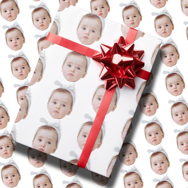 Papier Cadeau Drôle personnalisable Visage photo visage Motif ré (Créateur téléchargé)