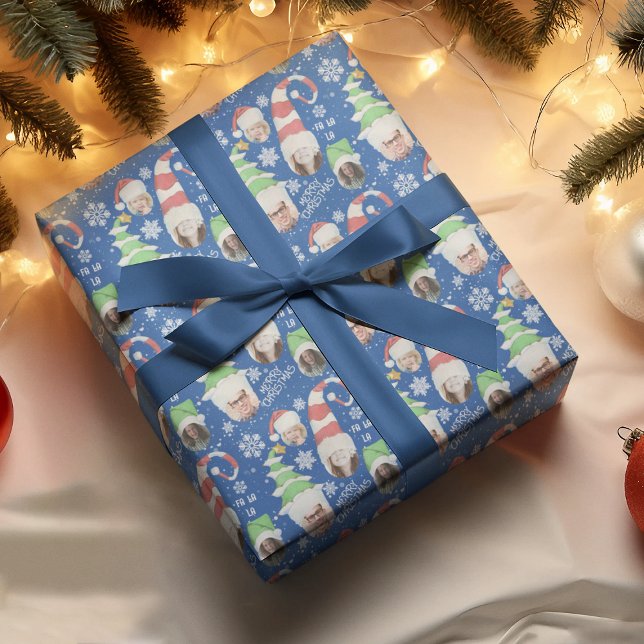 Papier Cadeau Drôle Photos Joyeux Noël Novelty Blue Cadeau (Créateur téléchargé)