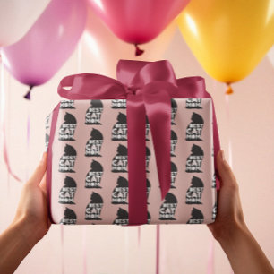 Papier Cadeau Drôle Rose Fête des Mères Meilleure Maman de Chat