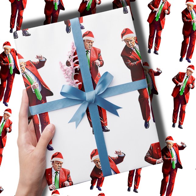 Papier Cadeau Drôle Trump Dance Santa Claus Cadeau de Noël (Créateur téléchargé)
