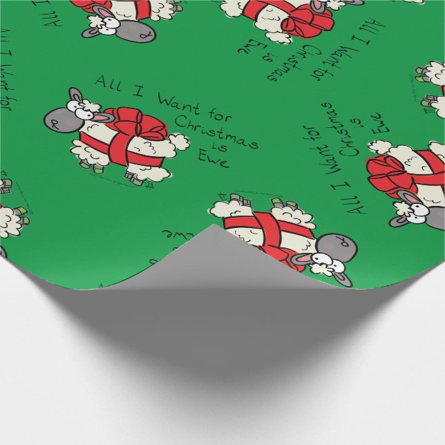 Papier Cadeau Drôle Vacances Mignonne Mouton de Noël Carton (Coin)