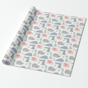 Papier Cadeau Drôle Visage mignon Doodle Motif animal