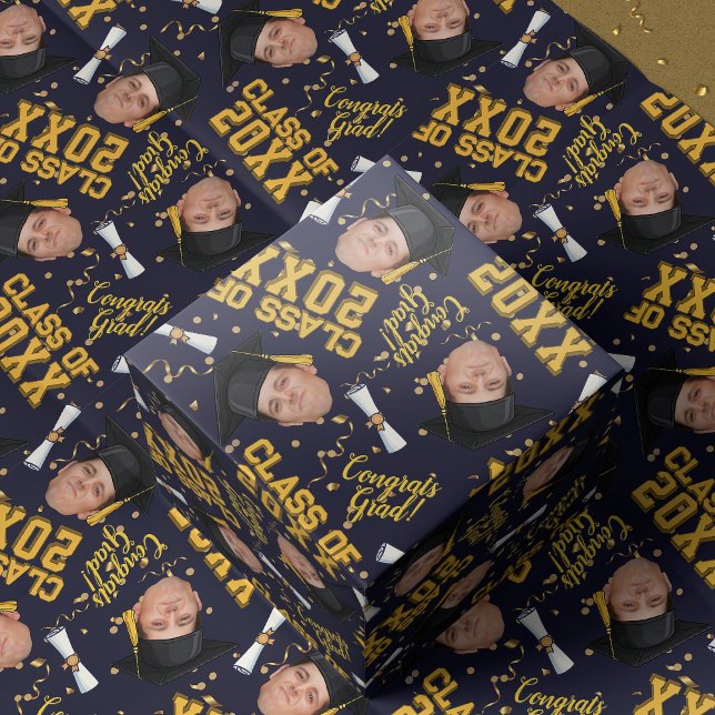 Papier Cadeau Drôle Visage Photo Graduation Cap Marine Enveloppe (Créateur téléchargé)
