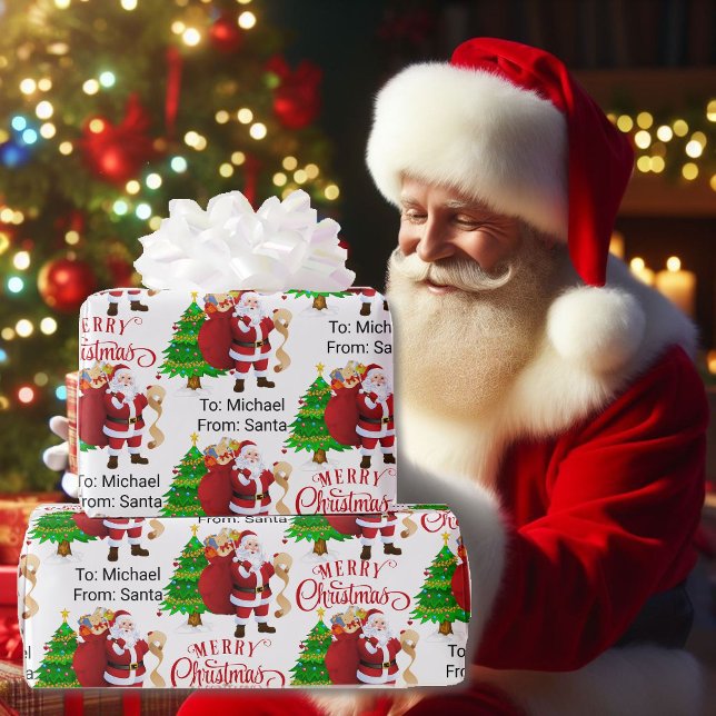 Papier Cadeau Du nom de l'enfant Père Noël Joyeux Noël (Créateur téléchargé)