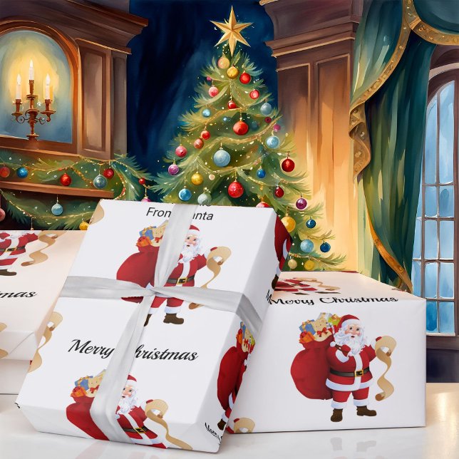 Papier Cadeau Du papier d'enveloppement de Noël du nom de l'enfa (Créateur téléchargé)