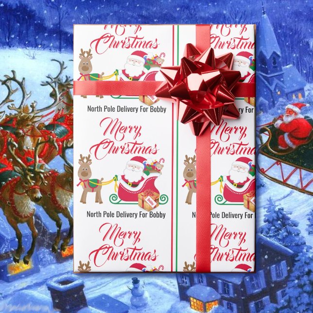 Papier Cadeau Du Père Noël Ajouter le nom de l'enfant Noël (Créateur téléchargé)