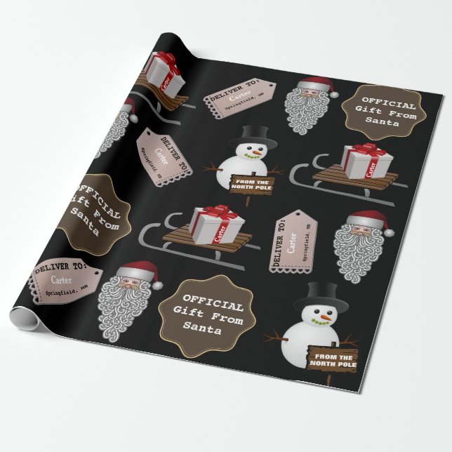 Papier Cadeau Du Pôle Nord Père Noël Personnalisé (Déroulé)