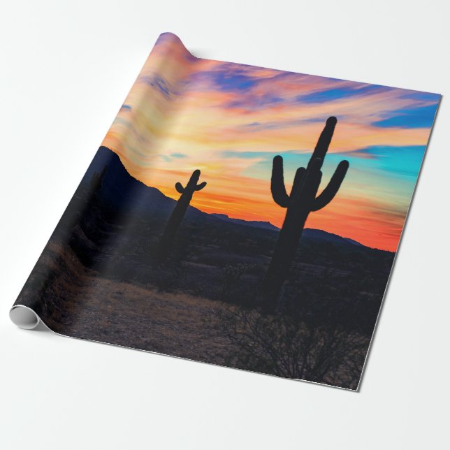 Papier Cadeau Dusk du désert de Cactus (Déroulé)