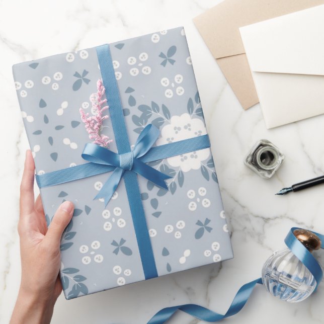 Papier Cadeau Dusty Blue Countryside Floral Seamless (Cadeaux)