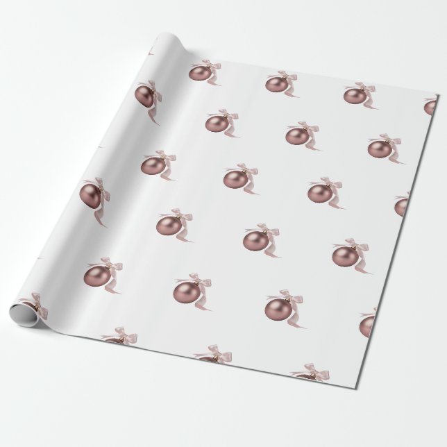 PAPIER CADEAU DUSTY ROSE HOLIDAY ORNAMENT WRAPPING PAPER (Déroulé)