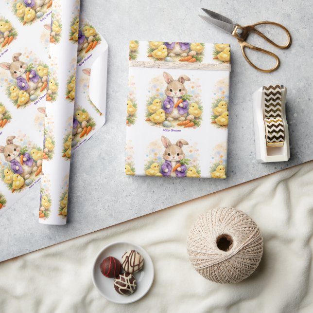 Papier Cadeau Easter Bunny Purple Jacket Baby Shower (Artisanat)