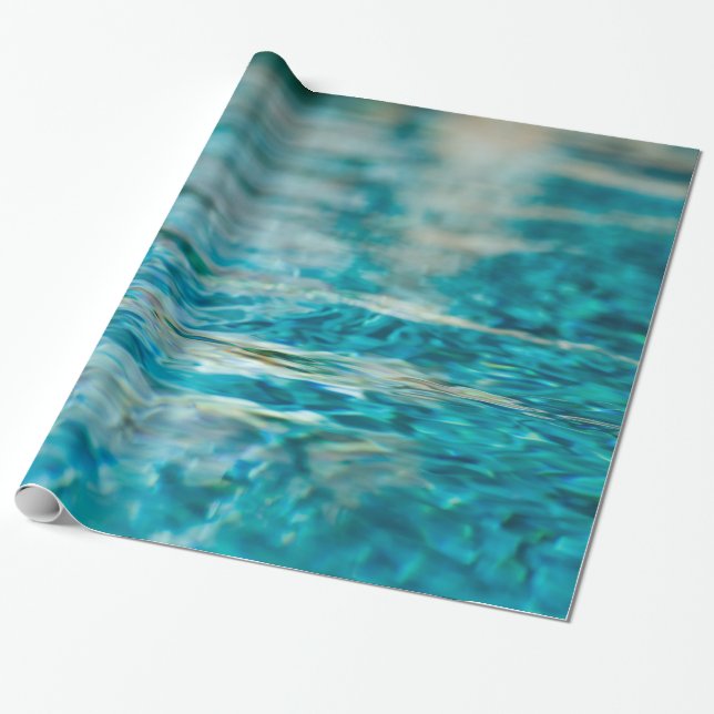 Papier Cadeau Eau Abstraite Blue Green Turquoise Aqua Sea (Déroulé)