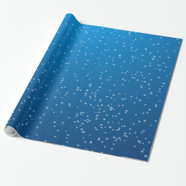 Papier Cadeau Eau bleue profonde et bulles TIny (Déroulé)