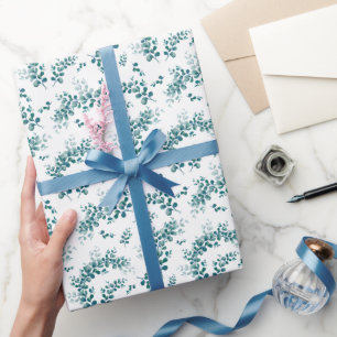 Papier Cadeau Eau-couleur eucalyptus verdure