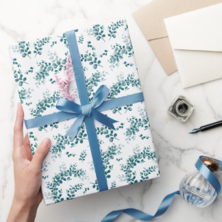 Papier Cadeau Eau-couleur eucalyptus verdure