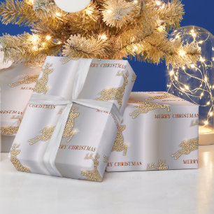 Papier Cadeau Éblouissant Reindeer Joyeux Enveloppement Diamant