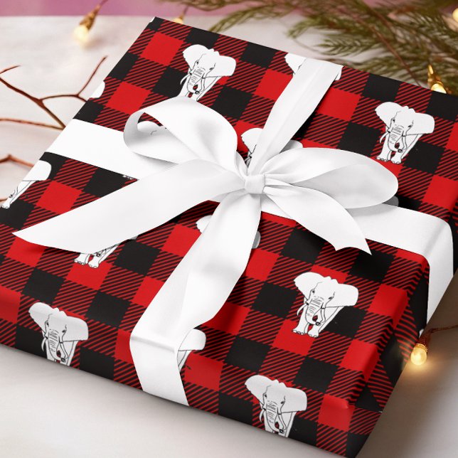 Papier Cadeau Échange Cadeau Blanc Buffalo Plaid (Créateur téléchargé)
