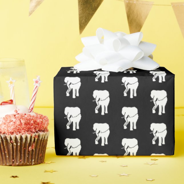 Papier Cadeau Échange cadeau d'éléphant noir et blanc Noël (Fête d'anniversaire)