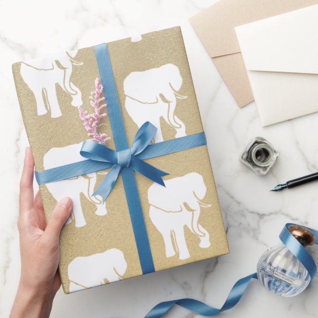 Papier Cadeau Échange Cadeau Eléphant Blanc Cute Jeu de Noël (Cadeaux)
