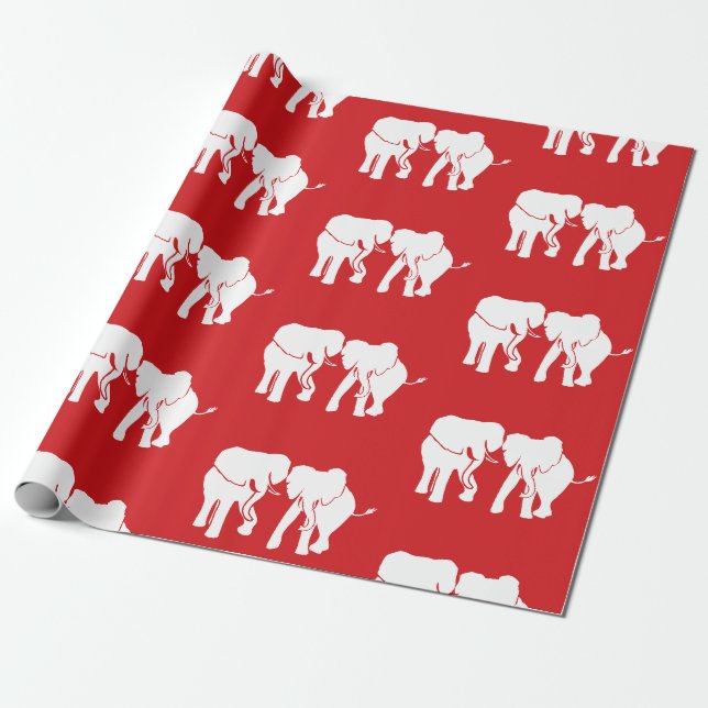 Papier Cadeau Échange Cadeau Eléphant Blanc Cute Jeu de Noël (Déroulé)