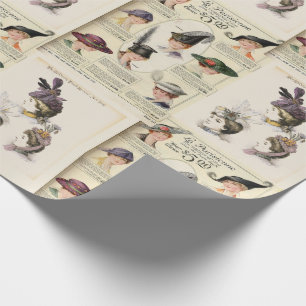 Papier Cadeau Échantillon de deux images de chapeaux français vi