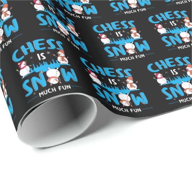 Papier Cadeau Échecs beaucoup de neige - Vacances d'hiver Snowma (Coin rond)
