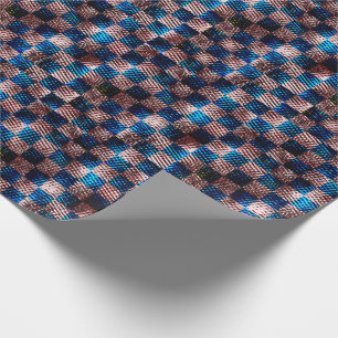 Papier Cadeau Échecs rustiques sous forme d'rayures croisées