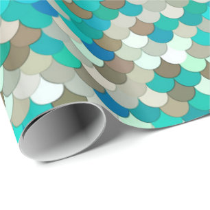 Papier Cadeau Échelles, turquoise, Aqua, Taupe, et crème de
