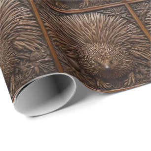 Papier Cadeau Echidna australienne sculptée en bois