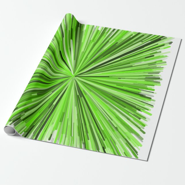 Papier Cadeau Éclat de motif de Lignes Vertes (Déroulé)