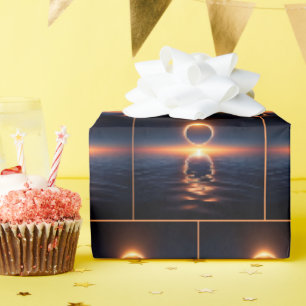 Papier Cadeau Éclipse Solaire Totale Sur L'Eau Océanique